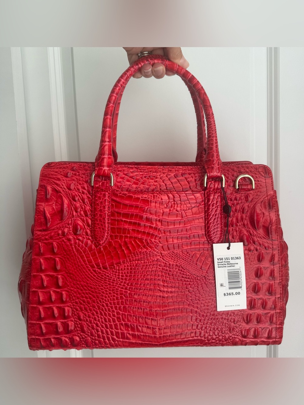 Brahmin Small Finley Satchel Sriracha Red Melbourne Leather - Picture 8 of 9
